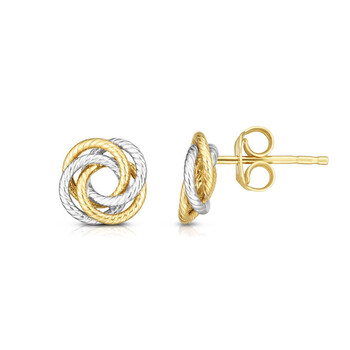 Ladies 14K Two-Tone Gold Open Center Diamond-cut Love Knot Earrings Ladies 14K Two-Tone Gold Open Center Diamond-cut Love Knot Earrings