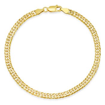 Men's Italian 14k Yellow Gold Over Silver 8.5" Miami Cuban Double Curb Chain Bracelet Men's Italian 14k Yellow Gold Over Silver 8.5" Miami Cuban Double Curb Chain Bracelet