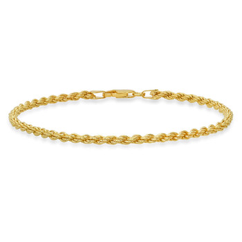 Men's Italian 14k Yellow Gold Over Silver 8.5" Rope Chain Bracelet Men's Italian 14k Yellow Gold Over Silver 8.5" Rope Chain Bracelet