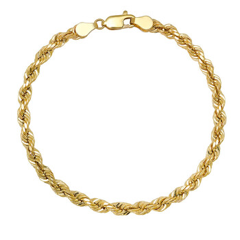 Men's THICK 14k Gold 4.5mm Diamond-cut Rope Chain Bracelet 333-207B