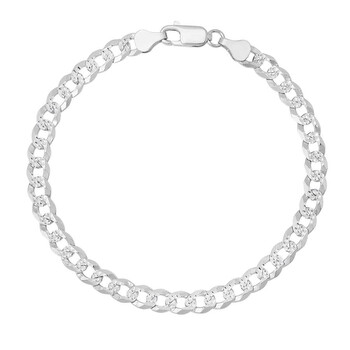 Men's THICK 8.5" Italian Sterling Silver Diamond-cut Pave Miami Cuban Curb Chain Bracelet Men's THICK 8.5" Italian Sterling Silver Diamond-cut Pave Miami Cuban Curb Chain Bracelet