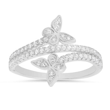 Sterling Silver CZ Butterfly Crossover Ring 04-364-DSR