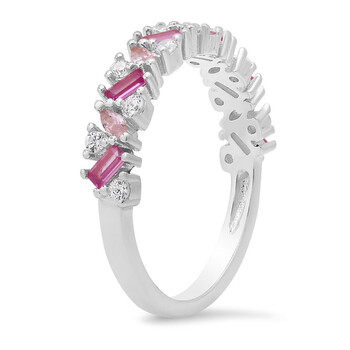 Sterling Silver Multi Shape Pink Sapphire Ombre Band Ring Sterling Silver Multi Shape Pink Sapphire Ombre Band Ring