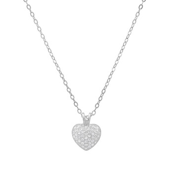 Sterling Silver Tiny Puffed CZ Heart Pendant 04-324-DSP