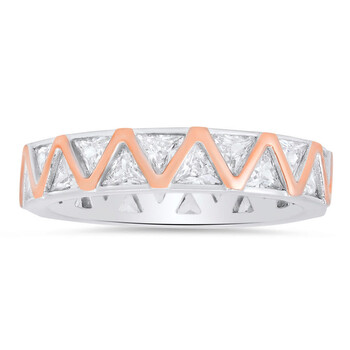 Sterling Silver Two-Tone Trillion-cut CZ Eternity Band Ring Sterling Silver Two-Tone Trillion-cut CZ Eternity Band Ring
