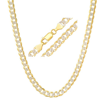 THICK/HEAVY Men's Italian Two-Tone 14k Gold Over Silver Diamond-cut Pave Miami Cuban Curb Chain Necklace 210-5N115Y THICK/HEAVY Men's Italian Two-Tone 14k Gold Over Silver Diamond-cut Pave Miami Cuban Curb Chain Necklace 210-5N115Y