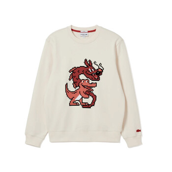 Lacoste Dragon Print Unbrushed Fleece Sweatshirt SH4755-MO-XFJ