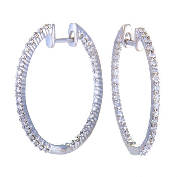 ピアス SWAROVSKI Matrix rhodium hoop earrings M 5647715 Matrix hoop earrings, Round cut, White, Rhodium plated