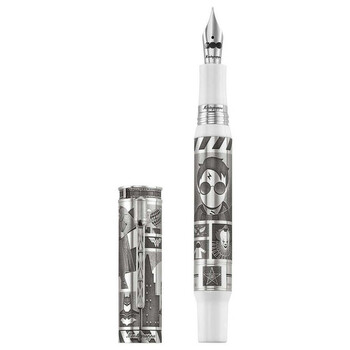 Limited Edition Montegrappa Warner Bros. 100th Anniversary Stub Nib Silver/White Fountain Pen ISWBN8SE Limited Edition Montegrappa Warner Bros. 100th Anniversary Stub Nib Silver/White Fountain Pen ISWBN8SE