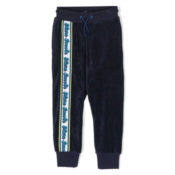 Kids Navy Logo Tape Velvet Sweatpants W24290-85T
