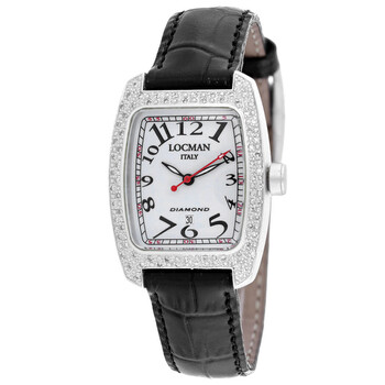 福袋 Black Tonneau Diamond Locman Dial Ladies Strap Leather Black バッグ