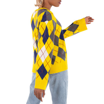 Argyle Ribbed Collar Knitted Jumper