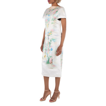 Attern-Printed Short-Sleeved Silk Dress
