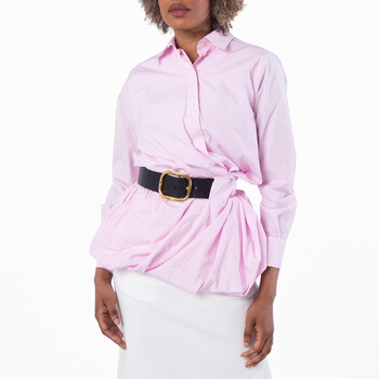 Womens Belted Cotton-Blend Shirt