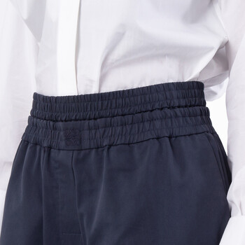 Womens Cropped Trousers In Cotton And Silk, Size Medium