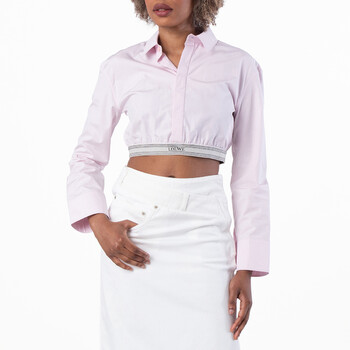 Womens Logo Elastic Collar Cropped Shirt, Brand