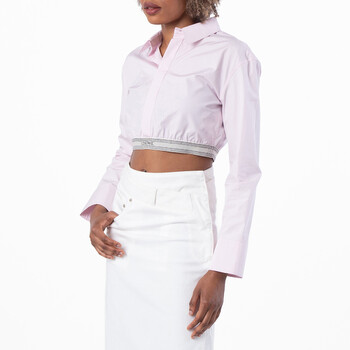 Womens Logo Elastic Collar Cropped Shirt, Brand