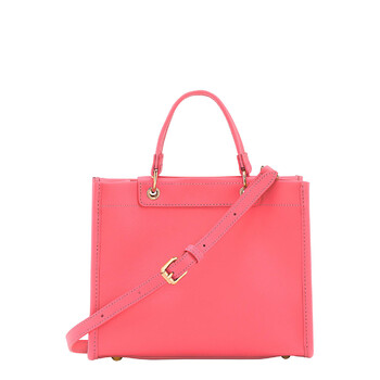 Small Cabas Pink Handbag With Embossed Logo On The Front And Adjustable And Removable Shoulder Strap In Leather