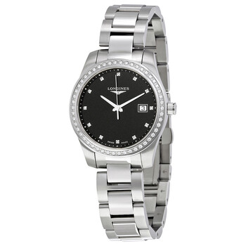 Conquest Black Dial Diamond Ladies Watch L3.401.0.57.6