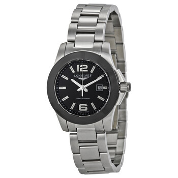 Conquest Black Dial Stainless Steel Ladies Watch L32574566 Conquest Black Dial Stainless Steel Ladies Watch L32574566