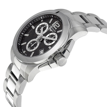 Conquest Chronograph Black Dial Stainless Steel Men's Watch L36604566
