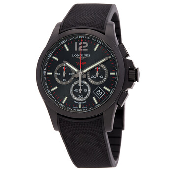 LONGINES Conquest V.H.P クロノグラフ クォーツ 中古 Longines Conquest V.H.P. Perpetual Chronograph Quartz Black Carbon