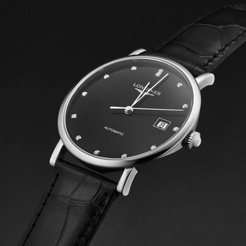 Elegant Diamond Black Dial Men's Watch L4.810.4.57.2