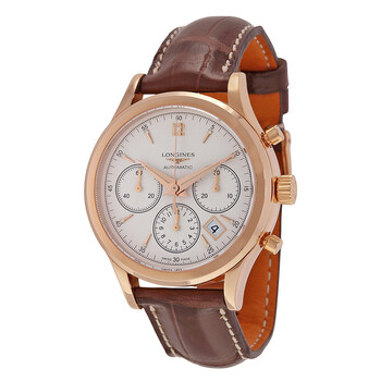 Heritage Automatic Chronogaph Silver Dial 18kt Rose Gold Brown Leather Men's L2.750.8.76.2