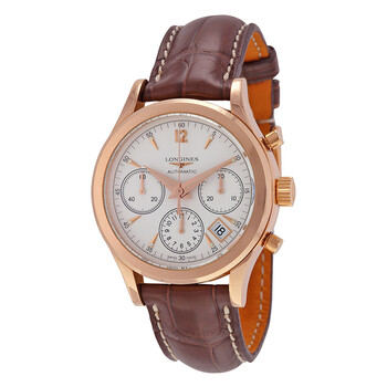 Heritage Automatic Chronograph Silver Dial 18kt Rose Gold Brown Leather Men's Watch L2.742.8.76.2