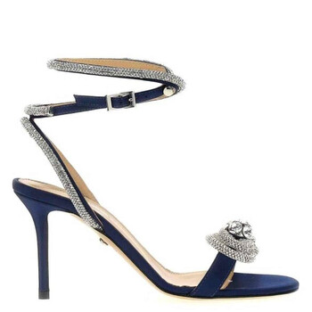 Mach & Mach Double Bow Crystal Satin Sandals, Brand Size 38