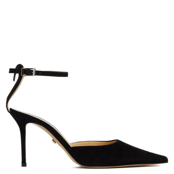 Heart Detail Pointed-Toe Suede Pumps