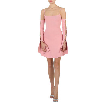 mach mach pink dress Mach & Mach Ladies Light Pink Amelie Crystal Embellished Cutout Mini Dress,  Size Small R23-C0284-KN4-3CY - Clothing