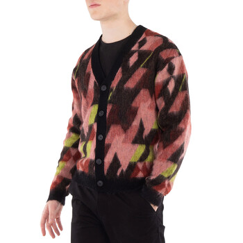 Graphic Motif Jacquard Mohair Cardigan