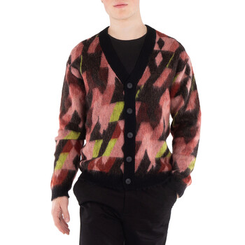Graphic Motif Jacquard Mohair Cardigan