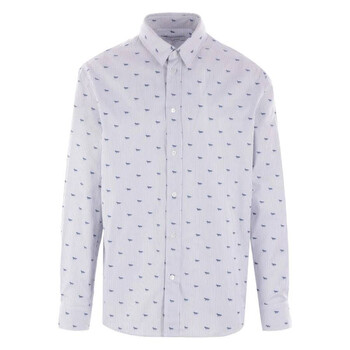 Striped Profile Fox Poplin Shirt, Size Large