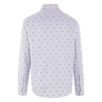 Striped Profile Fox Poplin Shirt, Size Large