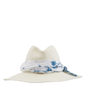 Maison Michel Ladies Beige Kate Scarf-Detail Fedora Hat  display picture 1
