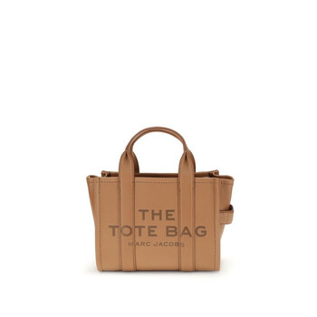 Marc Jacobs Logo-Embossed Calf Leather Tote Bag — Beige