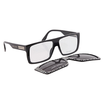 Pattern Black/Grey Clip-On Square Men's Eyeglasses MARC 672/CS 003K/IR 58