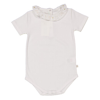 Embroidered Ruffle Collar Onesie NB4800K-WHT