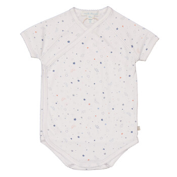 Infant Star Crown Print Wrap Bodysuit NB4800G-WHT