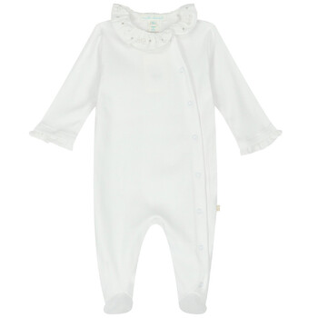Marie-Chantal Ruffle-Neck Cotton Pajamas NB4700D-WHT