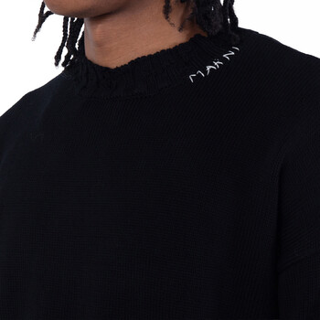Destroyed Effect Twisted Crewneck Sweater