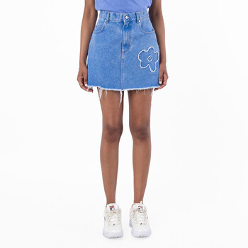 Frayed Detailing Denim Skirt GOJD0457Q2-COBALT