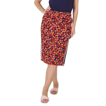 Burberry Monogram Print Scarf Detail Silk Pencil Skirt