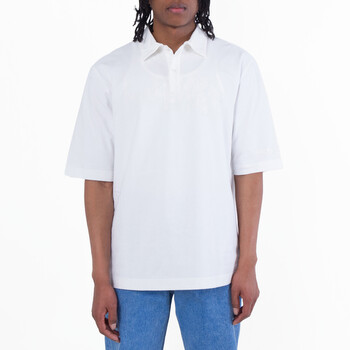 Ferragamo Men's Short-Sleeve Shirt in White, Size Large 143972