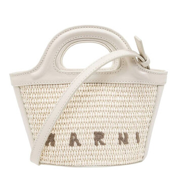 Marni Two-tone Raffia And Leather Micro Tropicalia Summer Handbag
