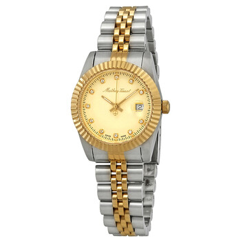 Mathey III Quartz Crystal Gold Dial Ladies Watch D810BDI