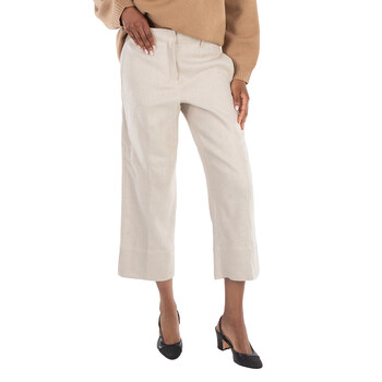 Moncler Ladies Natural Logo Patch Straight Leg Pants, Brand