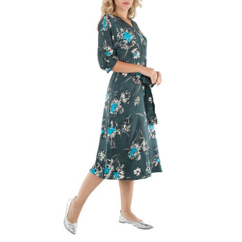 Cloe Belted Poplin Long-Sleeve Midi Dress